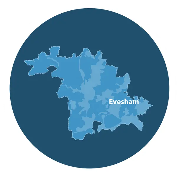 Map of the Evesham area served by Alan Aston Motor Engineers